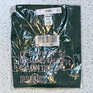 Victoria's Secret PINK Oversized Long-Sleeve Campus Tee Football Superbowl NWT